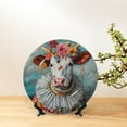 thumbnail image 6 of Balery Vintage Colorful Floral Cow Print Bone China Decorative Plate Ceramic Dinner Plates Art Crafts with Display Stand-10in, 6 of 6