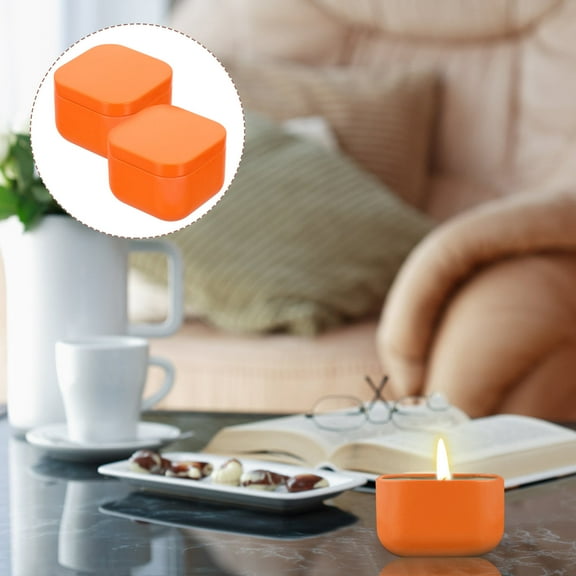 OUNONA  2 Pcs Aromatherapy Candle Iron Jars Votive Candles Scented Orange