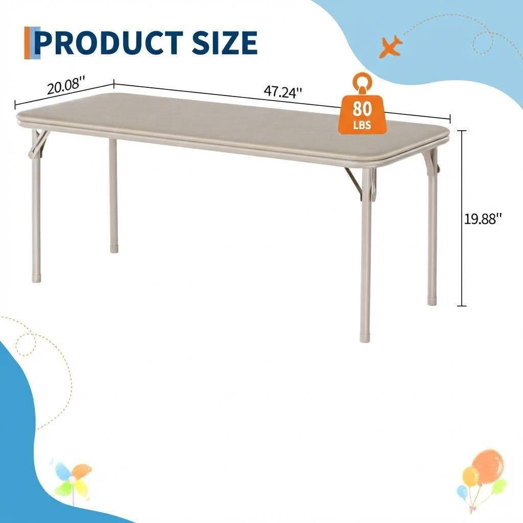 Ultra Soft PU Padded 1/5/7-Piece Kids Folding Table and Chairs Set – Durable Steel Frame, Anti-Slip Feet, No Assembly – Portable for Study, Dining, Learning Space, Play
