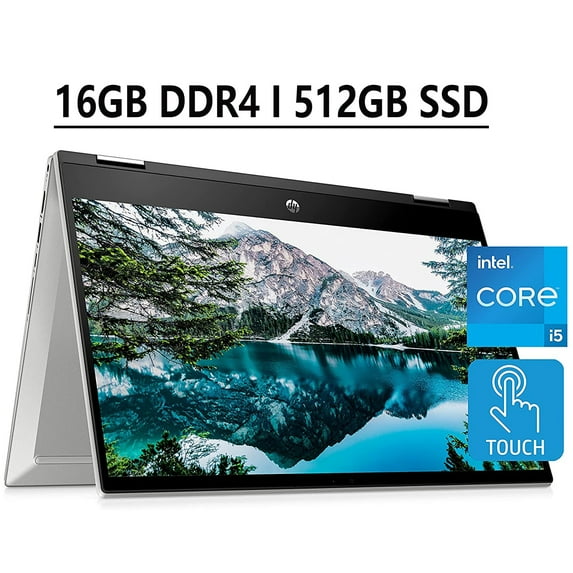 HP Pavilion x360 14 2-in-1 Business Laptop 14" Diagonal FHD IPS Touchscreen 11th Gen Intel Quad-Core i5-1135G7 16GB DDR4 512GB SSD Intel Iris Xe Graphics B&O Audio HDMI USB-C WiFi6 Win10 Silver