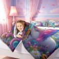 thumbnail image 3 of meiyoeat Magical Floral Unicorn Twin Comforter Sets 2pcs,Kawaii Rainbow Rabbit Bedding Set,Reversible,1 Comforter and 1 Pillowcase, 3 of 6