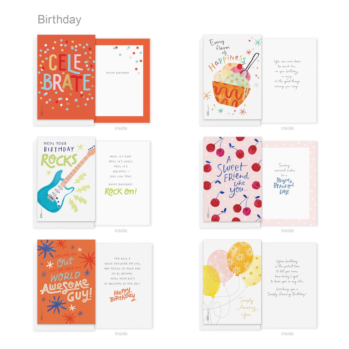 American Greetings 30-Count Birthday Card Assortment Box with Envelopes, Seals, and Storage Box (Kathy Davis Designs, Cake)
