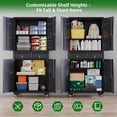 thumbnail image 5 of General Garage Storage Cabinet with Wheels and Doors,71" H Metal Storage Cabinet with Pegboard and 2 Drawers for Garage, Warehouse,Home,Required Assembly,Black and Dark Grey, 5 of 17