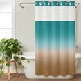 thumbnail image 3 of Teal Brown Ombre No Hook Shower Curtain Waterproof,Bathroom Curtains with Snap in Liners and See Through Top Window,Turquoise Gradient Modern Abstract Art Hotel Bathtub Curtains Shower 36"Wx78"L, 3 of 8