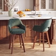 thumbnail image 4 of AFO 26" Upholstered Counter Height Bar Stools Set of 2, Modern Swivel Bar Stool with Armrests & Solid Wood Legs, Mid Century Barstool Island Chairs for Kitchen Island Dining Room, Green, 4 of 12