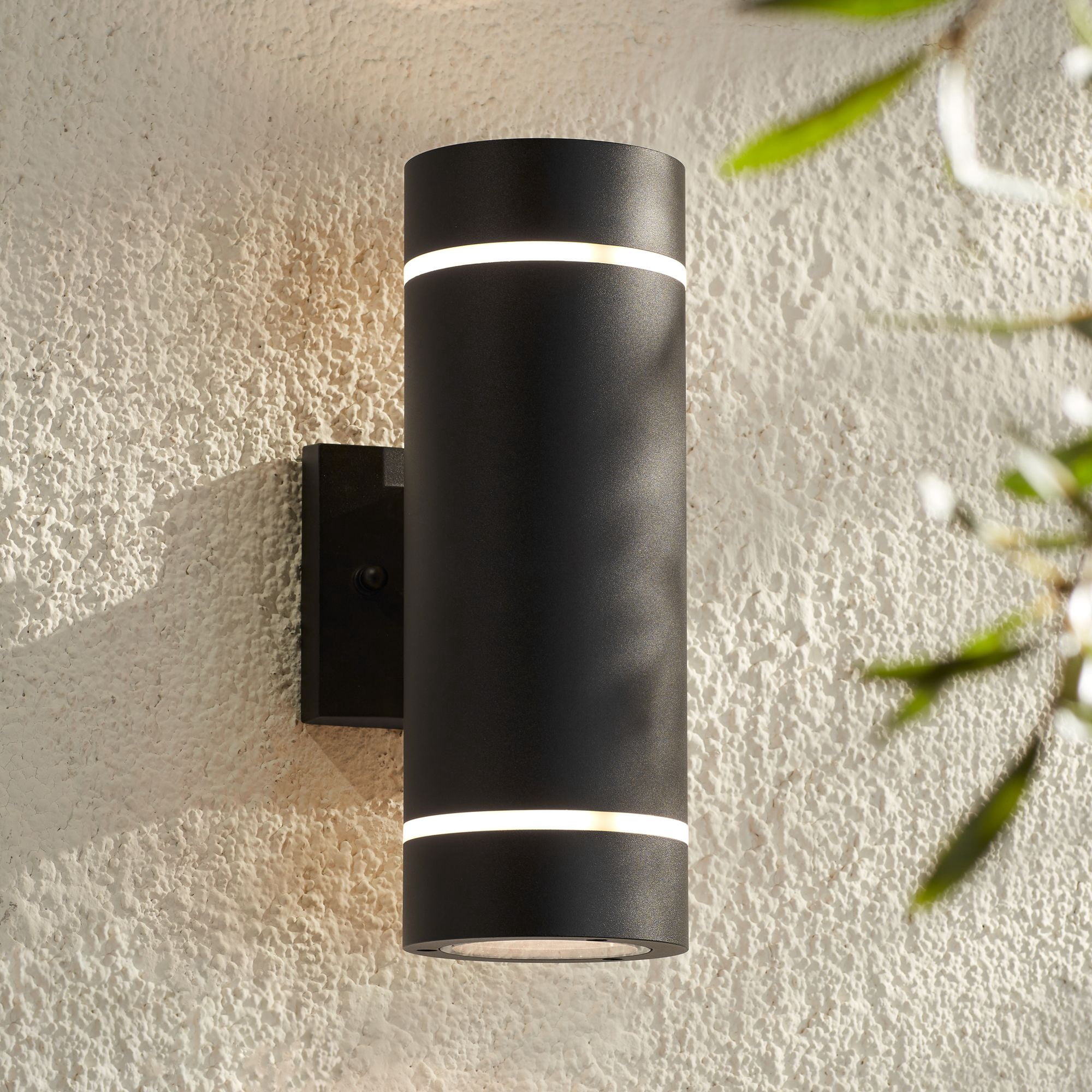Possini Euro Design Wynnsboro 12" High Modern Outdoor Wall Light Fixture Mount Porch House Up/Down Set of 2 Black Aluminum