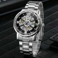thumbnail image 4 of VIGOROSO Men's Luxury Mechanical Watch Transparent Diamonds Skeleton Watch Stainless Steel Watch Male Luminous Waterproof with Gift Box, 4 of 14