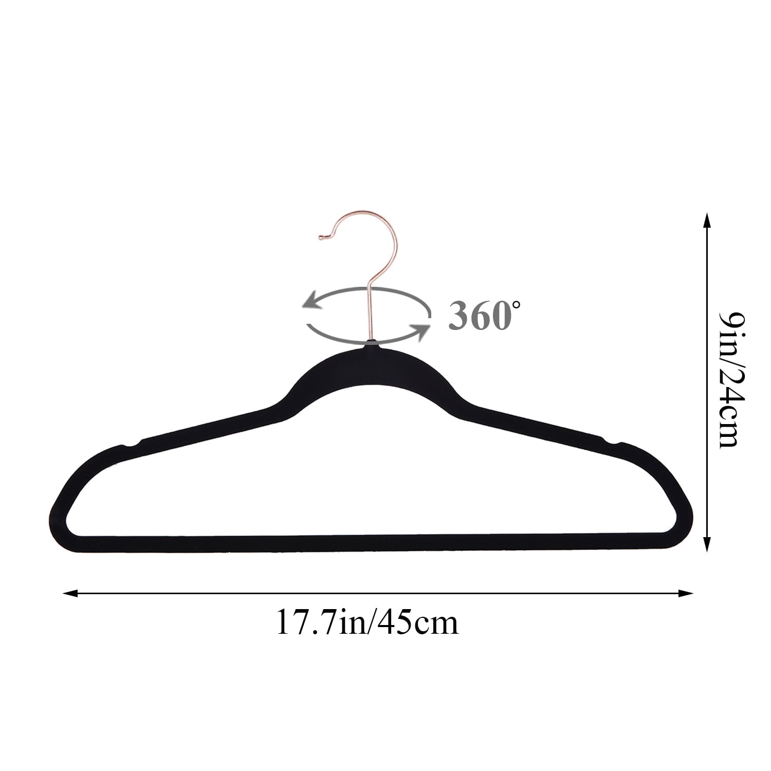 Katkuca Velvet Hangers 100 Pack, Non-Slip Clothes Hangers, Heavy Duty Hangers with 360 Rotating Hook, Slim Space Saving Suit Hangers for Clothes,Coat,Skirt,Pants, Black