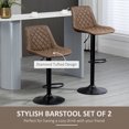 thumbnail image 3 of CoSoTower Bar Stools Set of 2, Swivel Counter Height Barstools with Back, Footrest, Adjustable Height, Dark Brown, 3 of 7