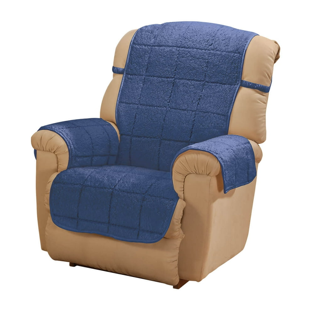 Parker Sherpa Recliner Cover by OakRidge, Navy Blue Water Resistant Polyester 48” x 23” Back