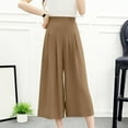 thumbnail image 3 of Womens Wide Leg Cropped Suit Pants Work Business Summer Pleated Waisted Side Zipper Up Trousers With Pockets Womens Casual Pants And Tops Women Business Casual Pants with Pockets Women Pants Casual, 3 of 6