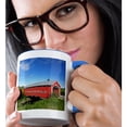 thumbnail image 2 of 3drose, Canada, Quebec, Ste. Jeanne Darc. Covered Bridge over Stream., 11oz Two-tone Blue Mug, 2 of 6