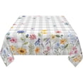thumbnail image 3 of Floral Tablecloth Square 54 Inch Grey Buffalo Plaids Wildflower Butterfly Table Cloth Polyester Fabric Vintage Farmhouse Spring Summer Flowers Tablecover for Kitchen Party Dining Picnic Outdoor Decor, 3 of 6