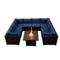 thumbnail image 1 of Innesbrook Collection 9-Piece Aluminum Patio Conversation Set with Navy Cushions and Square Fire Table, 1 of 2
