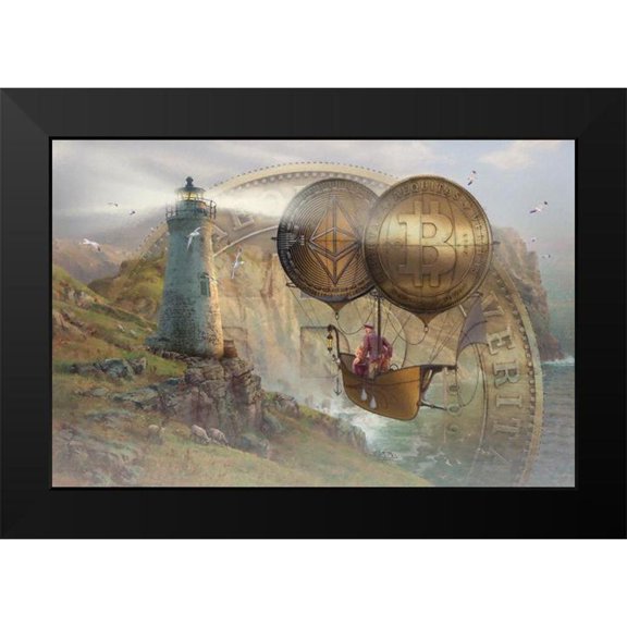 Hunziker, Steve 14x11 Black Modern Framed Museum Art Print Titled - Bitcoin Deco II