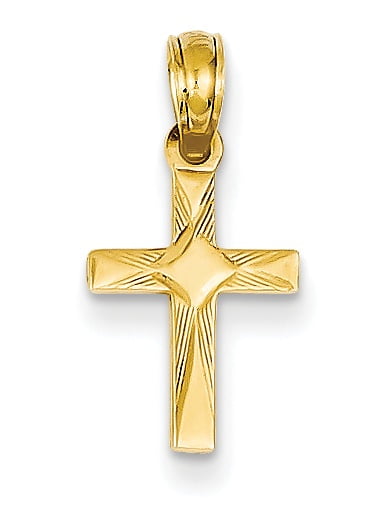 Core Gold 14k Mini Budded Cross Pendant