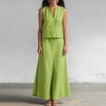 thumbnail image 5 of WRFWUL Womens Sleeveless V Neck Cotton Linen Top with Maxi Skirt Two Piece Set Casual Summer Vacation Outfits, 5 of 6