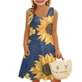 thumbnail image 3 of LTTVQM Girls Dresses Summer Sleeveless Sundresses Cute Floral Tank Dresses Trendy Crew Neck Cover Up Dresses with Pockets Navy 9-10, 3 of 7