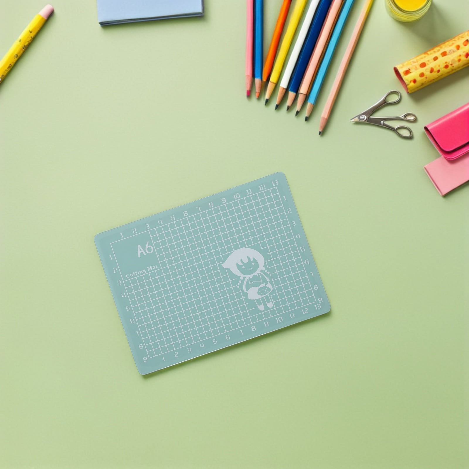 FOMIYES Double-Sided Green PVC Craft Cutting Mat with Precise Grid Lines, Protective for Home and Projects