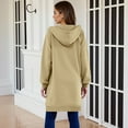 thumbnail image 4 of Efsteb Long Hoodies for Women Coats Long Sleeve Zipper Thin Fleece Sweatshirts Oversized Fall Fleece Jacket Coat with Pockets (Beige,XXL), 4 of 9