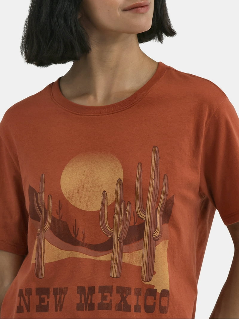 Time and Tru New Mexico Women's Graphic Tee, Cotton Blend, Short
