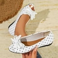 thumbnail image 5 of Gpaecead Women's Polka Dot Bow Flats Peep Toe Vintage Slip On Cushioned Insole Non Slip Shoes For Commute And Casual, D-White, 5 of 8