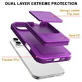 thumbnail image 3 of Dteck Hidden Wallet Cash Slot Case for iPhone 16 Pro, Heavy Duty Hard PC + Soft TPU Bumper Protective Rugged Cover with Built-in Mirror, Shockproof Dual Credit Card Holder Slim Case, Darkpurple, 3 of 7
