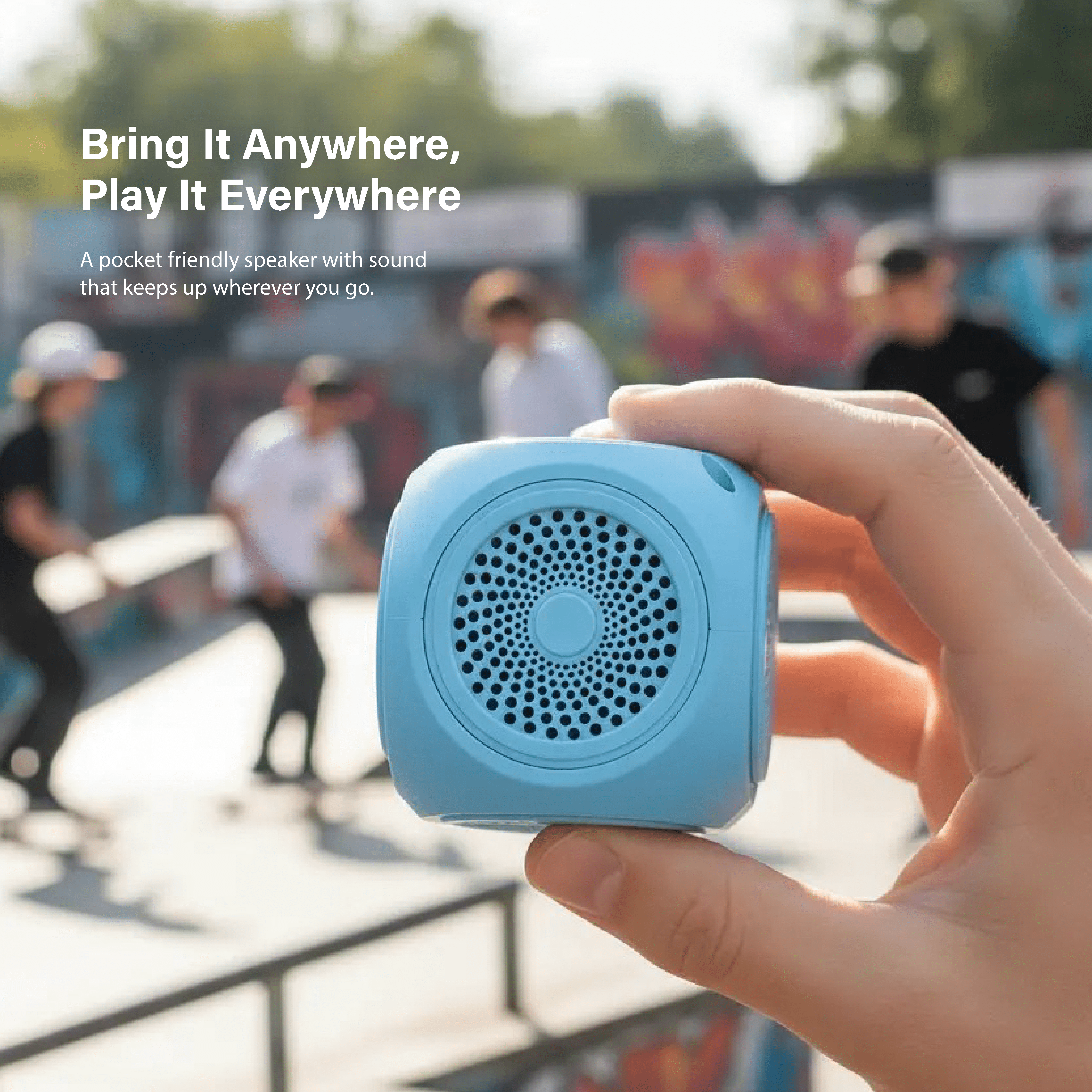 Incipio SpinBeats Wireless Bluetooth Speaker Portable Mini Speaker with RGB Lights, Spinning Top Design, Compact Pocket Size, Loud Clear Sound for Phone, Tablet, Laptop, Travel LED Speaker-Blue