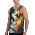 thumbnail image 2 of Gukieu Red And Blue Flame Wave Dragon Print Men's Quick Dry Fitness Vest, Round Neck Sleeveless Fitness Bodybuilding Top-Small, 2 of 7