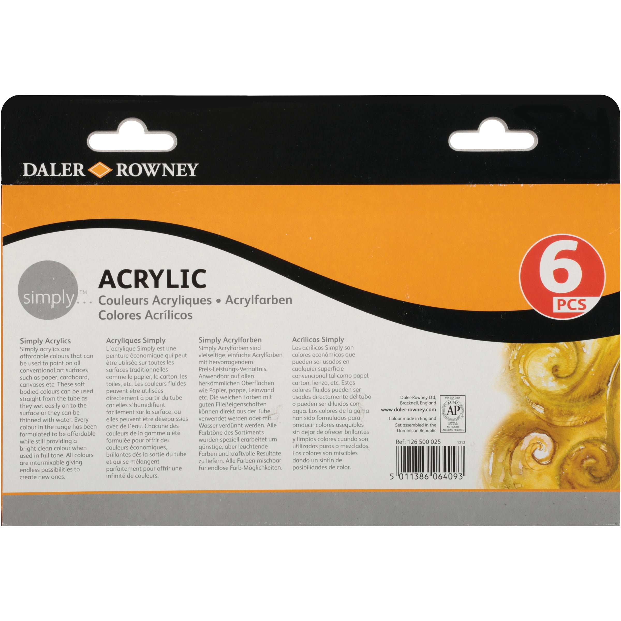 Daler-Rowney Simply Acrylic Paint Box, 6 Piece