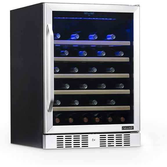 Restored Newair | 52 Bottle Wine Cooler Fridge |24" Tempered Glass Door Wine Cellar (Refurbished)