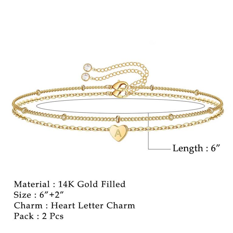 Charming Girl 14k Gold Filled Heart Charm Bracelet