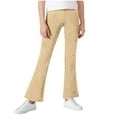thumbnail image 5 of CheerKidz Children Flared Pants Long Length Ribbed Knit Bottoms Comfortable Trousers for Kids Girls High Waist Elastic Waist Casual All Season Wear Solid Color Yoga Pants(Beige,15-16 Years), 5 of 6