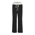 thumbnail image 4 of ShomPort Loungewear Pants for Women Comfy Pajama Drawstring Solid Color Long Wide Leg Casual Loose Pants, 4 of 9