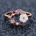 thumbnail image 4 of Womens Adjustable Shell Flower Butterfly Pearl Ring Crystal Inlaid Copper Rose Gold Geometric Fashion Jewelry Gift, 4 of 5