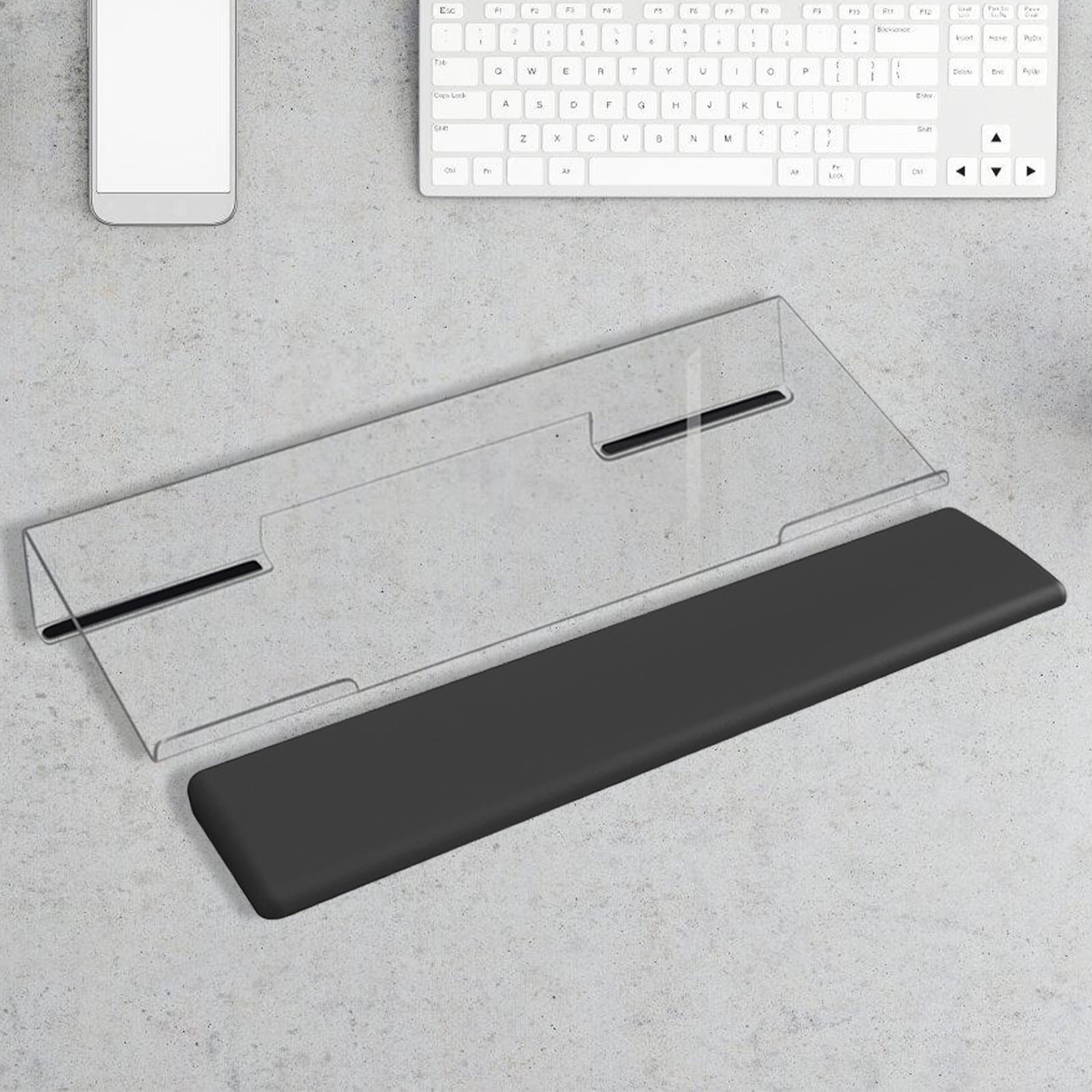 Keyboard Stand with Silicone Wrist Rest Acrylic Space Saving Computer Keyboard Risers with Wrist Support for Comfortable