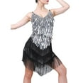 thumbnail image 2 of Faithtur Dames Robe Paillettes Irrégulière Multi-Couche Pompon Robe de Danse, 2 of 7