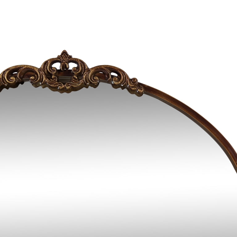 Kate & Laurel Myrcelle Traditional Arched Wall Mirror - 25x33 Black Ornate Vintage Decorative Mirror