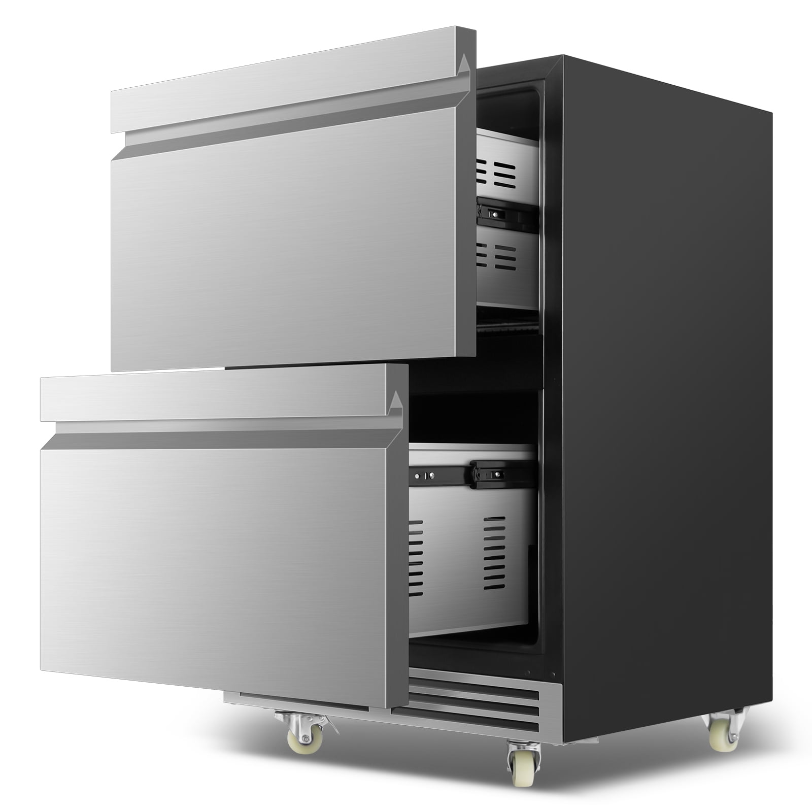 Nipus 24 in 160 Can Drawer Beverage refrigerator,5.2 cu.ft.Dual Zone,Under Counter Built-In Stainless Steel for Home & Commercial Use