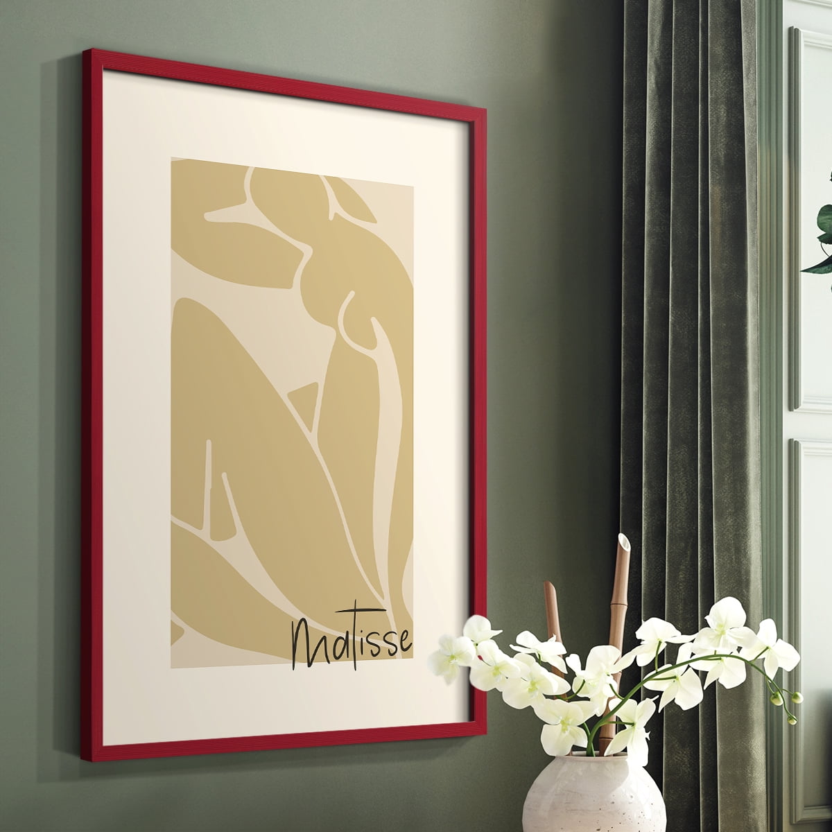 Matisse CCCV in Red Solid Wood 11 x 14 Framed Print