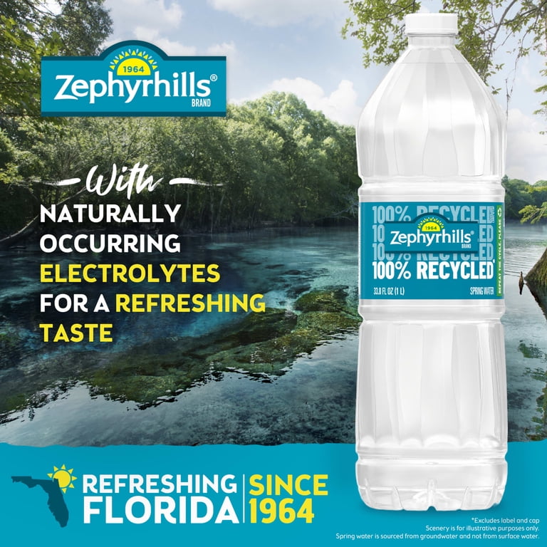 Zephyrhills Florida Spring Water, 1 Liter, Single Plastic Bottle