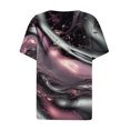 thumbnail image 5 of Women's Vintage Comfy Casual Shirts V Neck Blouse Tie Dye Ombre Y2K Tops Dressy Casual Summer Clothes for Teen Girls Short Sleeve Tunic Tops for Lady Loose Fit Flowy Fashion 2024 Black T Shirts XL, 5 of 5