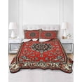 thumbnail image 3 of Red Bohemian Twin XL Size Down Alternative Comforter, Lightweight Comforter Quilt Bedding Set with Pillow Shams Boho Flower Abstract Modern Retro Art All Seasons Bed Comforter Duvet Insert 68"x98", 3 of 7