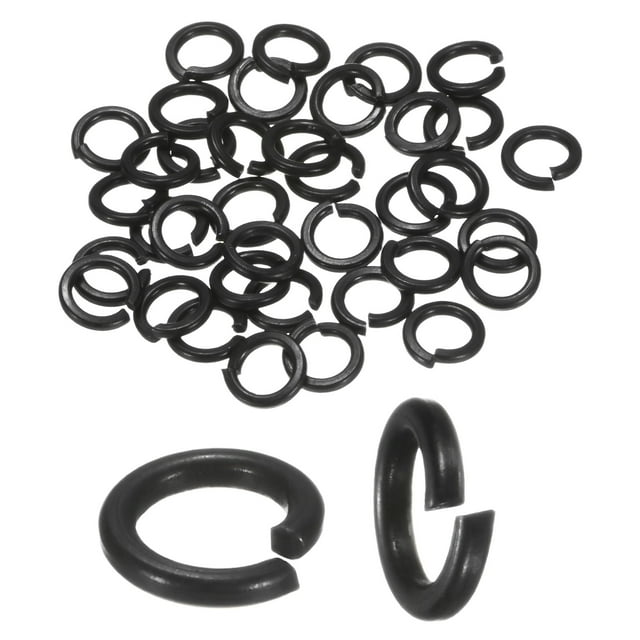 Uxcell 50-Pack Spring Lock Washer, M4 Stainless Steel Electroplating Black Coating Elastic Gasket Screw Fasteners