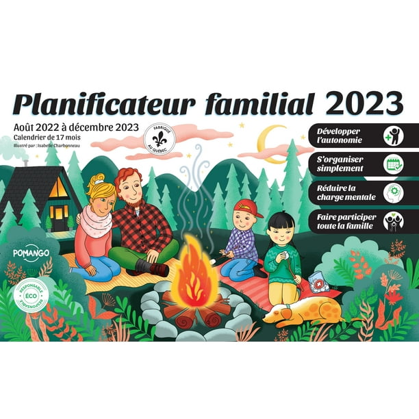 Calendrier Familial 2023 2024 - Esthétique Organisateur Aimanté