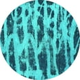 thumbnail image 1 of Ahgly Company Machine Washable Indoor Round Abstract Turquoise Blue Modern Area Rugs, 4' Round, 1 of 4