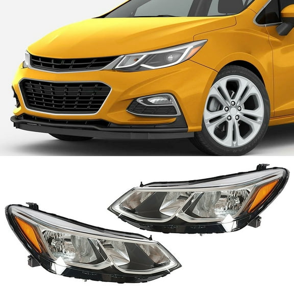 Fit for Chevrolet Cruze 2016-2019 Halogen Headlight Headlamp Housing Assemblies (2-Pcs, without Bulbs)