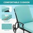 thumbnail image 3 of Villeston Outdoor Lounge Chaise - Poolside Chairs Set of 2 with Cushion and 1 Patio Side Table Cast Aluminum Waterproof Lounger with Wheels and Adjustable Reclining,Light Blue, 3 of 6
