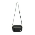 thumbnail image 6 of Dual Zipper Cross Body Shoulder Bag - PU Vegan Leather - Black Check, 6 of 7