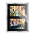 thumbnail image 2 of Stainless Steel Silver Wood Finish Collage Frame - Black Mat, Holds Two 5x7 Photos , UV Resistant, 2 of 8